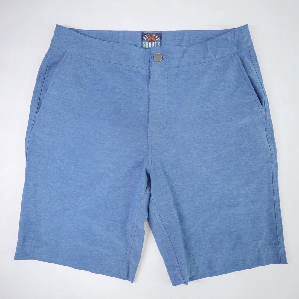 Faherty All Day Shorts Mens 31 Blue Hybrid Board Shorts Stretch Quick Dry Surf